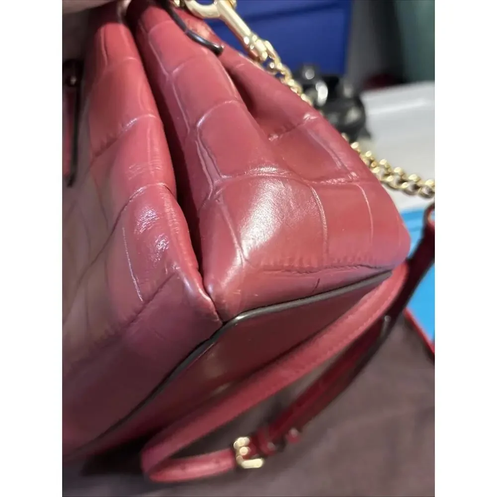 Coach Crocodile Leather Handbag Shoulder Bag Red‎ Beautiful